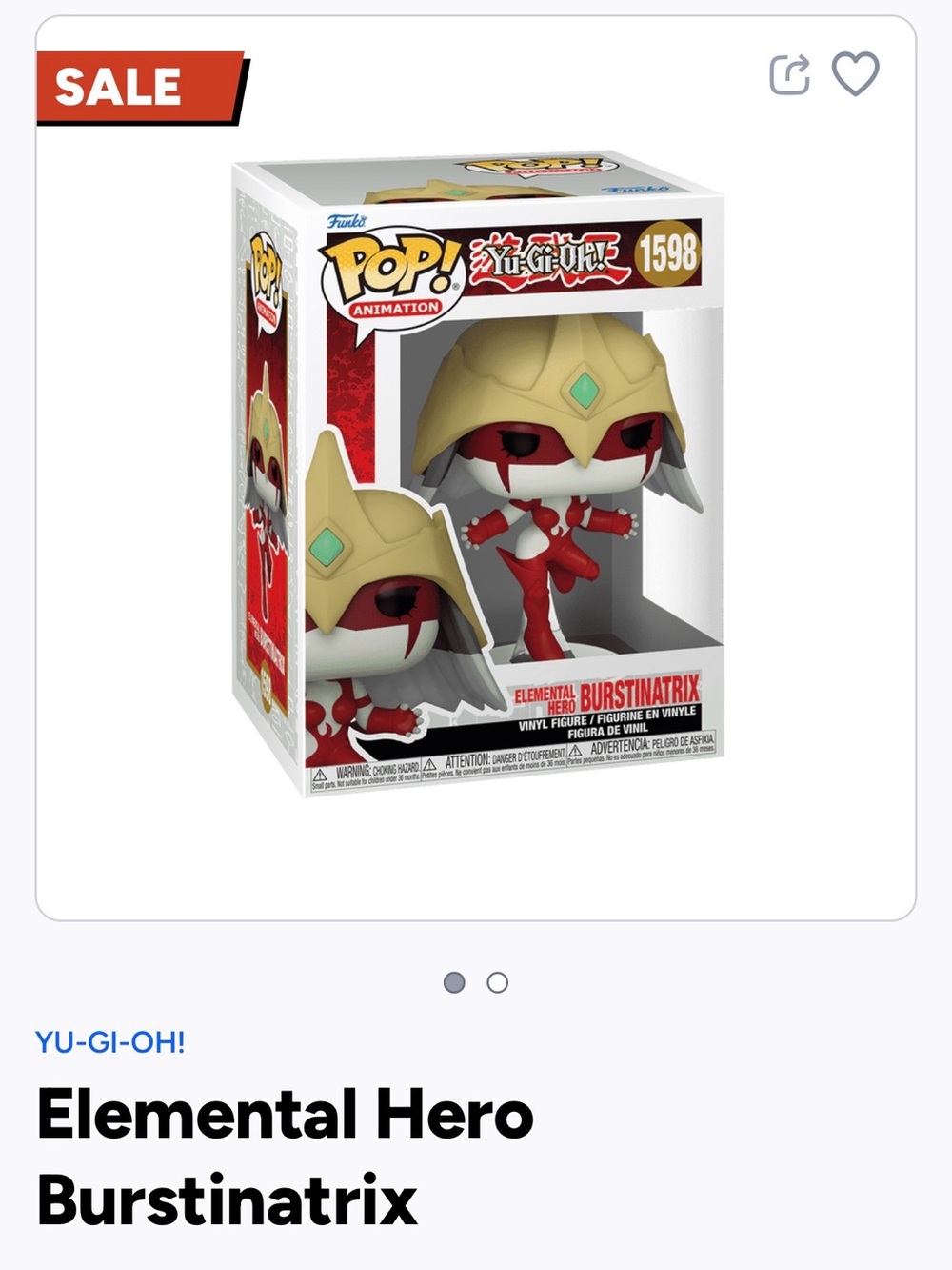 Funko Pop! Animation Elemental Hero Burstinatrix – Red & Gold Vinyl Figure #1598